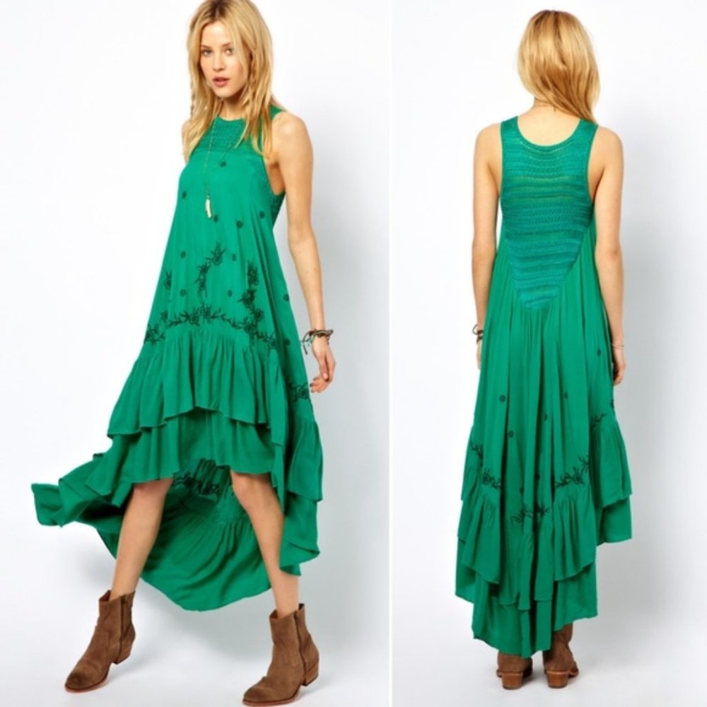 Free People Tiered Crochet Maxi Dress  Sz M